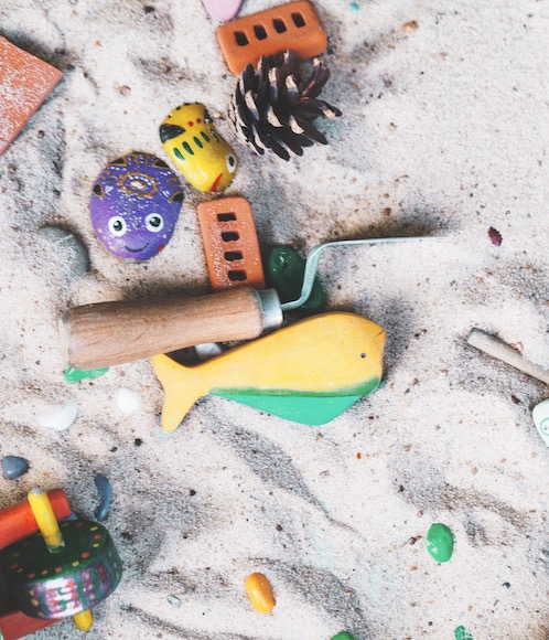 Sand tray and toys for play therapy